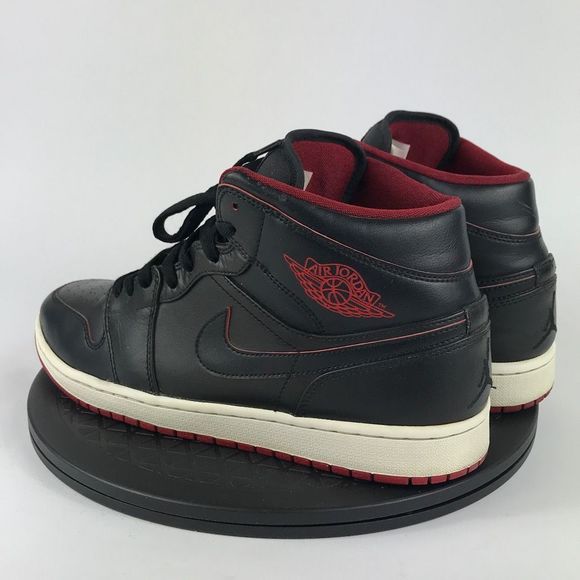 Nike Air Jordan 1 Retro Mid Black/Red 2015 554724-028 Men’s Size 10.5 - Picture 7 of 12